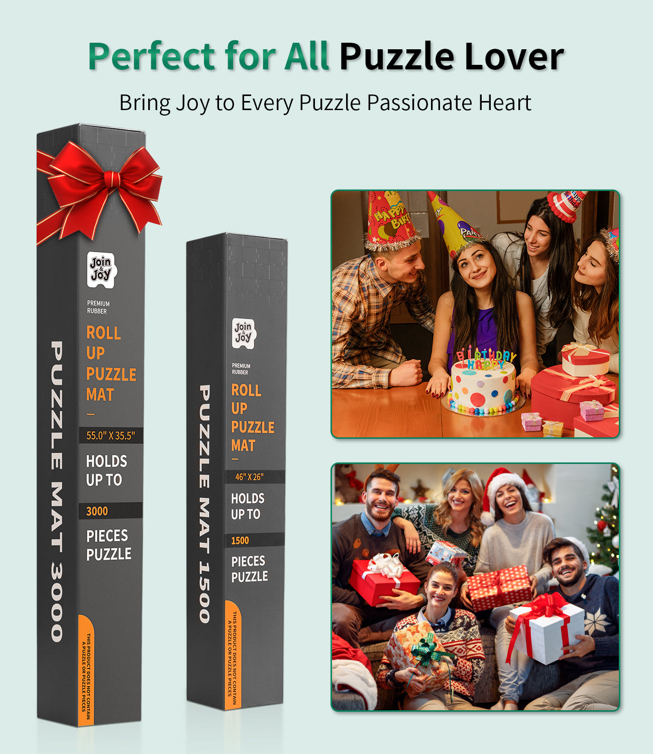 Jigsaw Puzzle Mat Roll Up, Rubber Saver Pad 46" x 26 ", with 4 Sorting Trays & Travel Storage Bag, Portable Rollup Puzzles Keeper, Up to 1500 Pieces