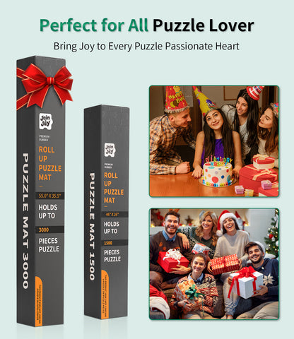 Jigsaw Puzzle Mat Roll Up, Rubber Saver Pad 46" x 26 ", with 4 Sorting Trays & Travel Storage Bag, Portable Rollup Puzzles Keeper, Up to 1500 Pieces